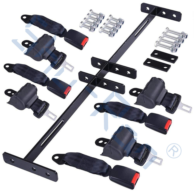 Kit Sabuk Pengaman Kereta Golf yang Dapat Ditarik Hitam Club Car EZGO Yamaha 4 Penumpang Universal