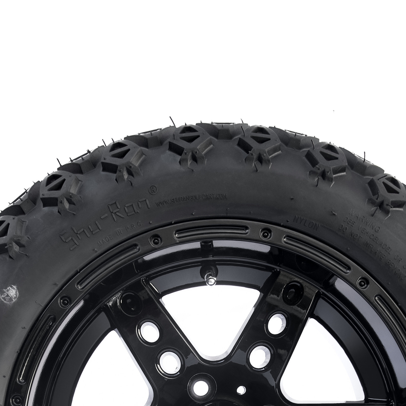 Velg dan Ban Golf Cart DOT 14 Inci 22x10-14 All Terrain Gloss Black 6 Spokes