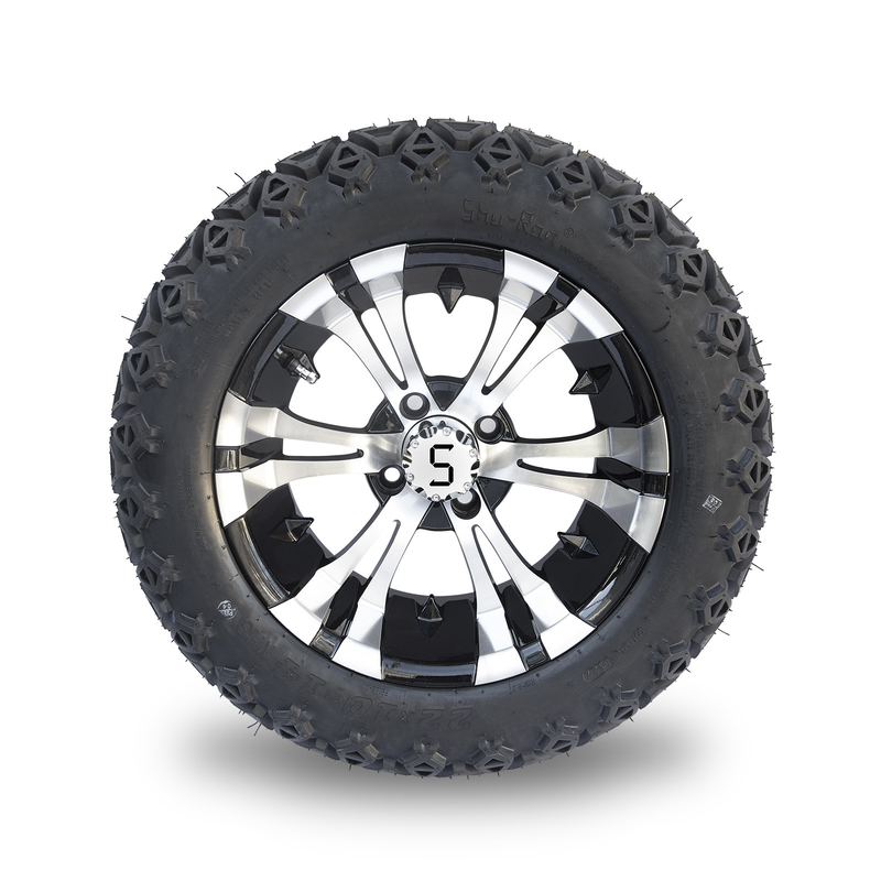 Mesin Gloss Hitam 14 Inch Golf Karet Roda Dan Ban 22x10-14 Semua Terrain DOT