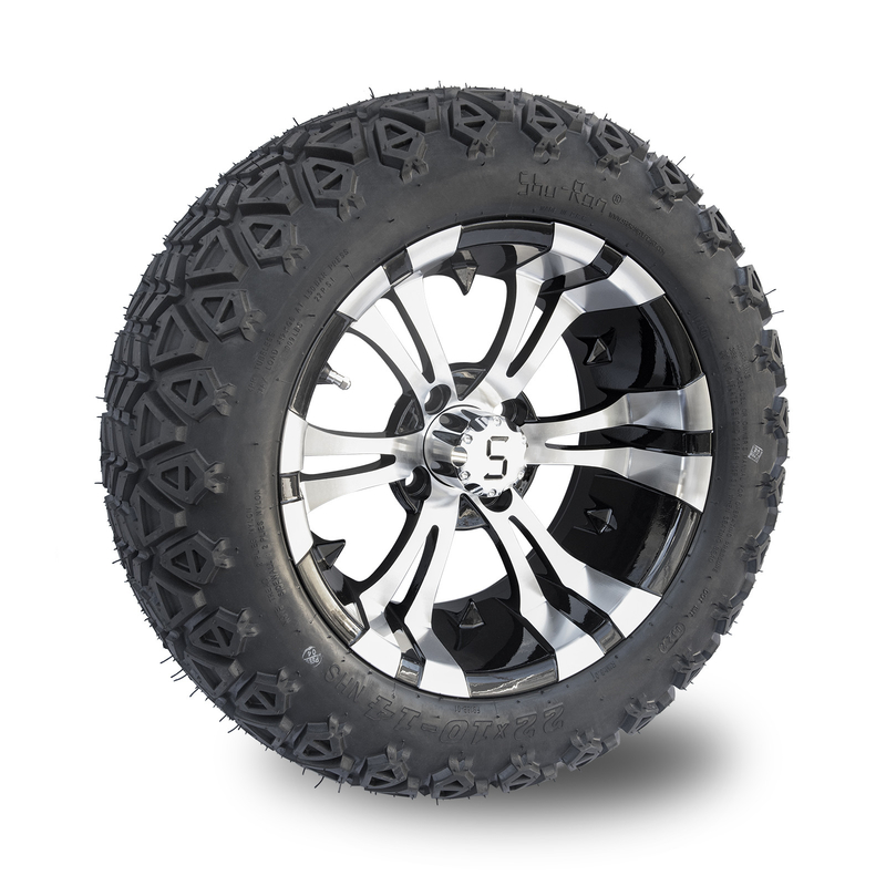 Mesin Gloss Hitam 14 Inch Golf Karet Roda Dan Ban 22x10-14 Semua Terrain DOT