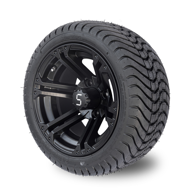 12x7 Matte Black Golf Cart Wheel Ban Combo 215/35-12 Ban Profil Rendah Combo 101.6 PCD