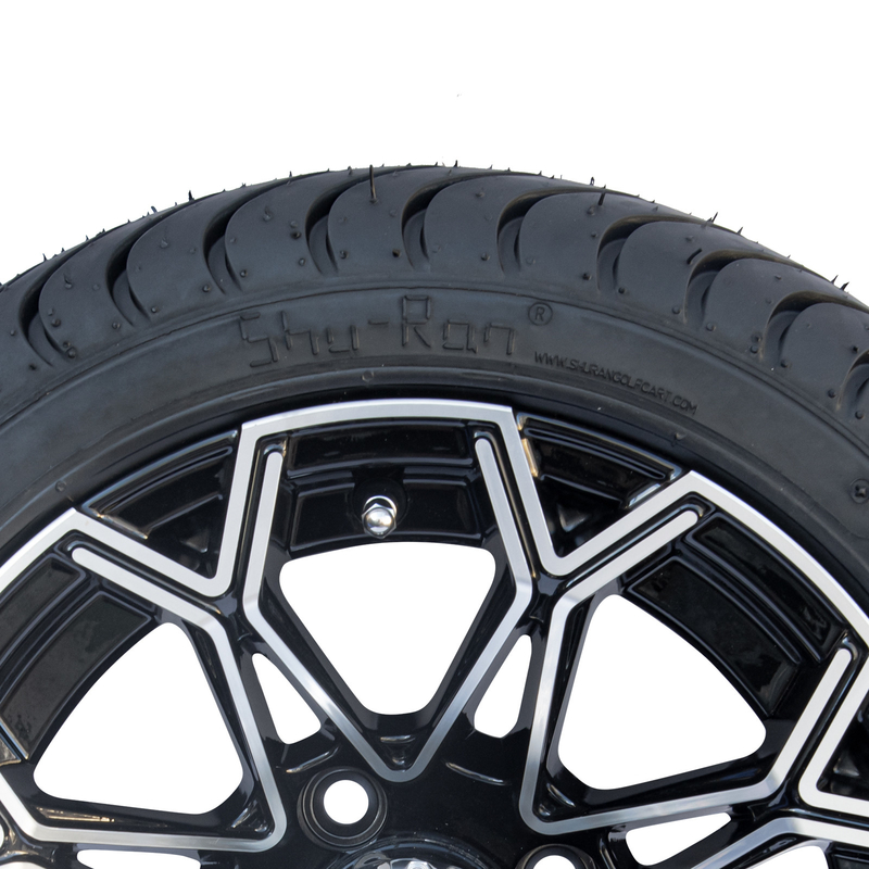 Kombinasi Roda dan Ban Kereta Golf Hitam Gloss Machined 215/35-12 Ban DOT Profil Rendah 4 Set