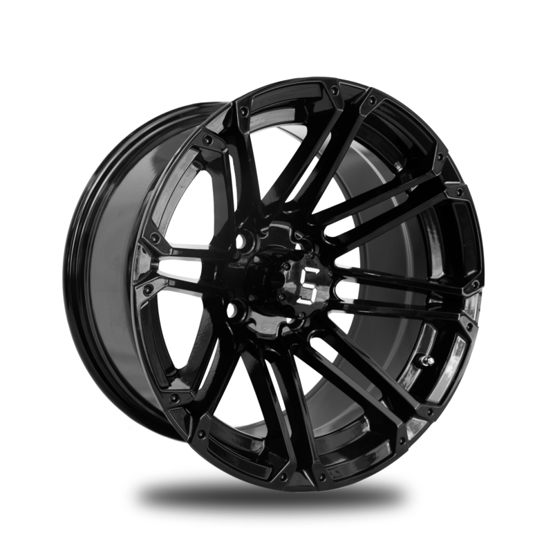 Velg Golf Cart 12x7 Hitam Gloss Aluminium Alloy Rim Pola Baut 4x4 101.6 PCD