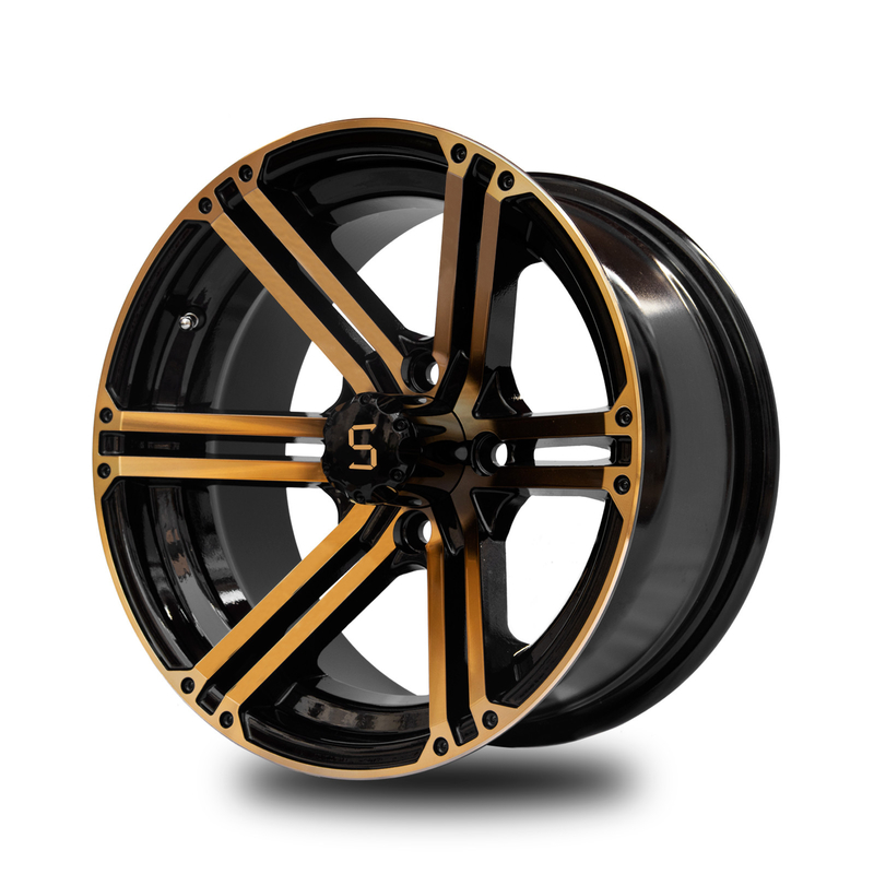 Velg Golf Cart 12x7 / 14x7 Emas / Hitam Gloss 4 / 101.6 PCD -25 ET