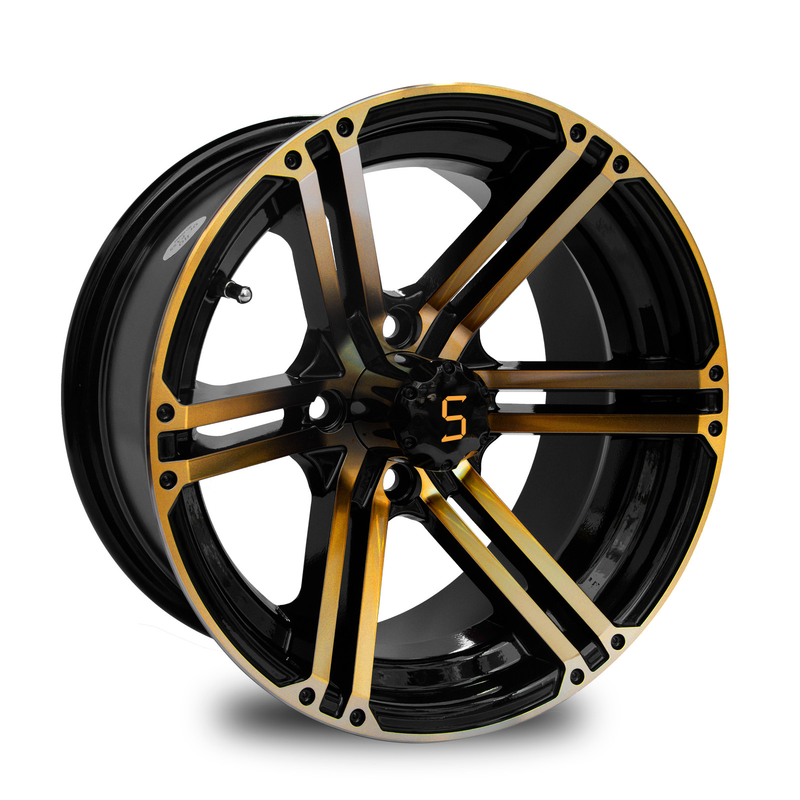 Velg Golf Cart 12x7 / 14x7 Emas / Hitam Gloss 4 / 101.6 PCD -25 ET
