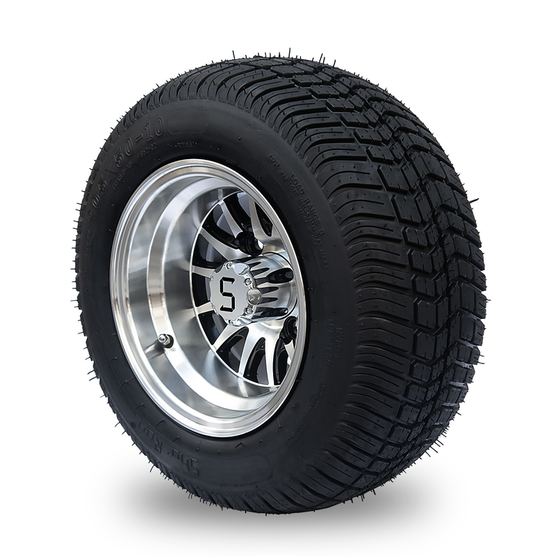 10' Golf Cart Rim Dan 205/50-10 DOT Street Ban Perhimpunan - Mesin / Glossy Hitam
