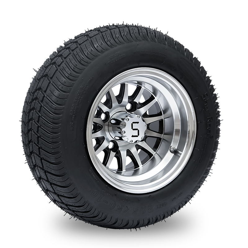 10' Golf Cart Rim Dan 205/50-10 DOT Street Ban Perhimpunan - Mesin / Glossy Hitam