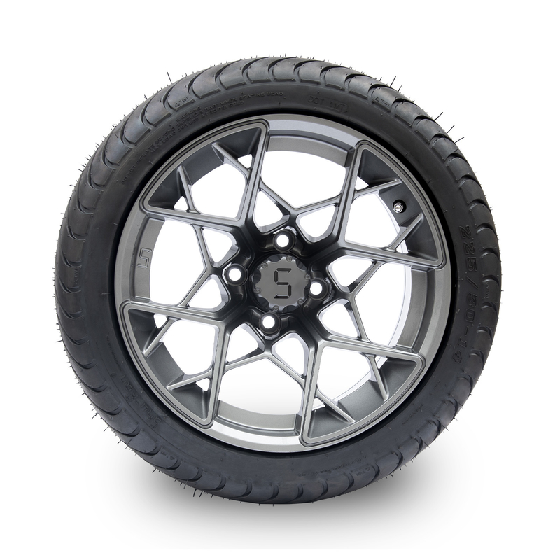 Velg Golf Cart Gunmetal 14 Inci dan Ban 225/30-14 101.6 PCD Pola Baut 4x4