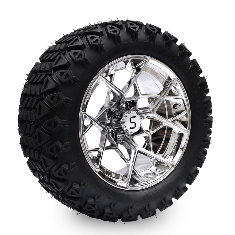 Shu-Ran Golf Cart Warrior 23x10.5-14 Golf Cart Semua ban medan dan 14 inci rim Chrome