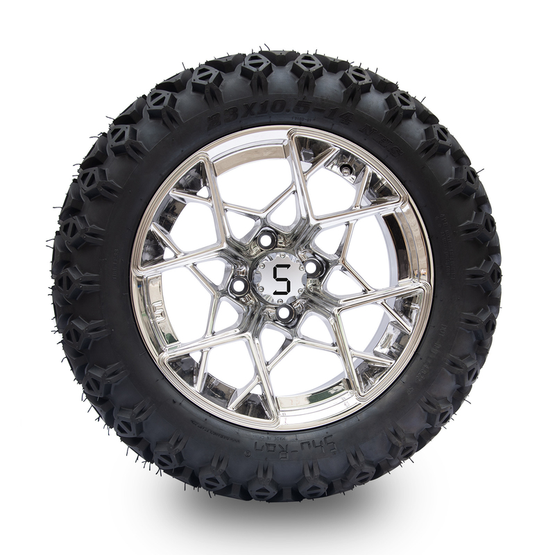 Shu-Ran Golf Cart Warrior 23x10.5-14 Golf Cart Semua ban medan dan 14 inci rim Chrome
