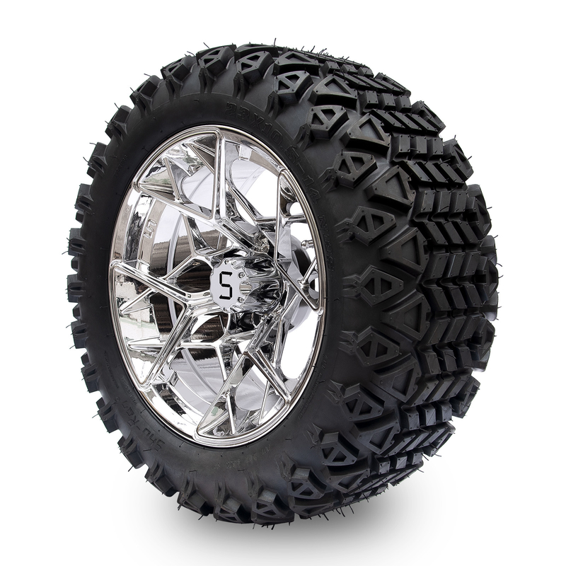 Shu-Ran Golf Cart Warrior 23x10.5-14 Golf Cart Semua ban medan dan 14 inci rim Chrome