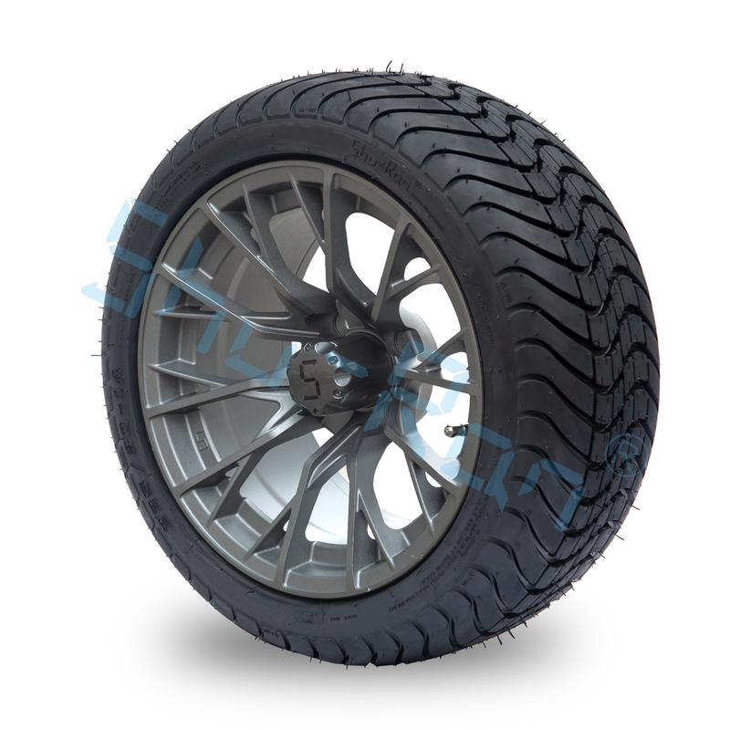 Grosir Velg Golf Cart Alloy Gunmetal 14'', Ban Tubeless Jalan 225/30-14 dengan Pelek