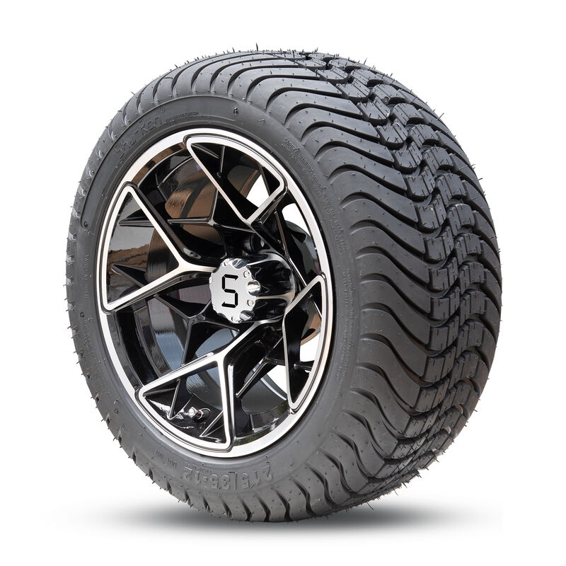 12 Inch Golf Cart Rocks And Tires Combo Mesin Glossy Black Rim 215 35 12 Low Profile DOT Street Ban Fits Golf Carts