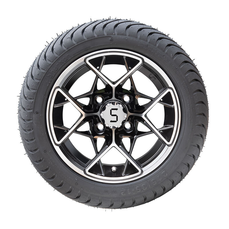 12 Inch Golf Cart Rocks And Tires Combo Mesin Glossy Black Rim 215 35 12 Low Profile DOT Street Ban Fits Golf Carts