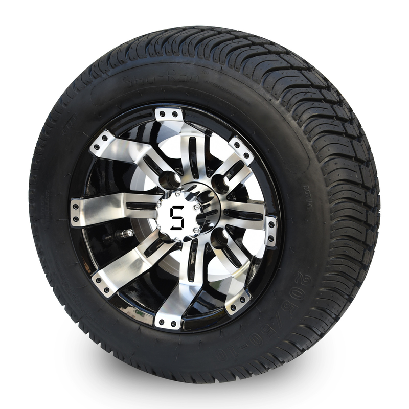 Golf Cart 10' roda dan 205/50-10 DOT Ban Combo - Mesin / Glossy Hitam