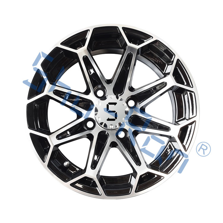 Velg Aluminium Golf Cart 12''/14'' Machined/ Glossy Black untuk Club Car, EZGO, YMH Golf Carts