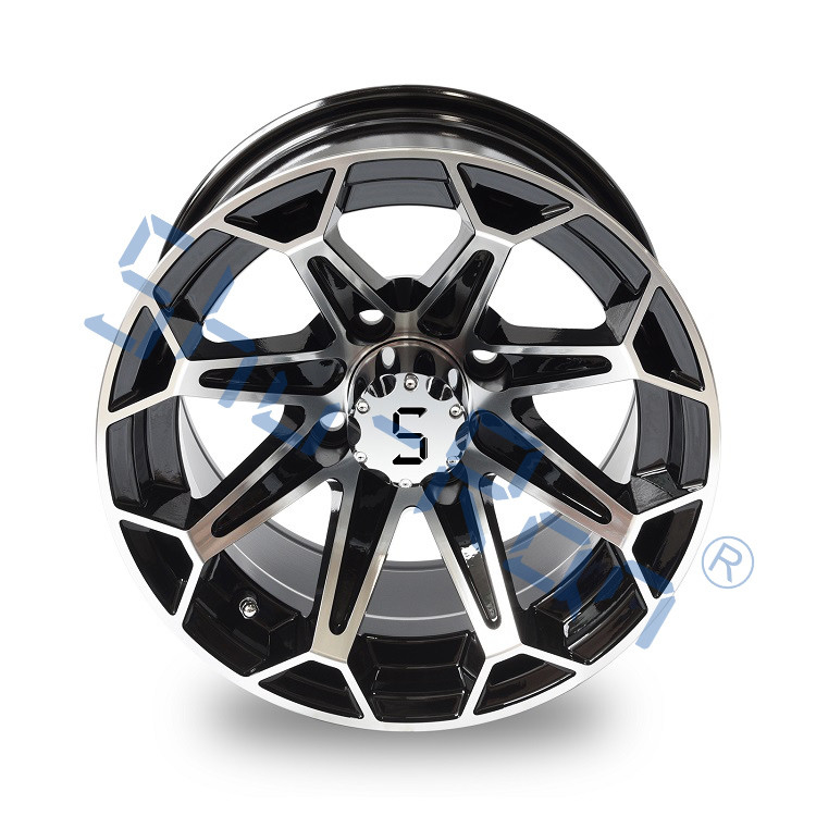 Velg Aluminium Golf Cart 12''/14'' Machined/ Glossy Black untuk Club Car, EZGO, YMH Golf Carts