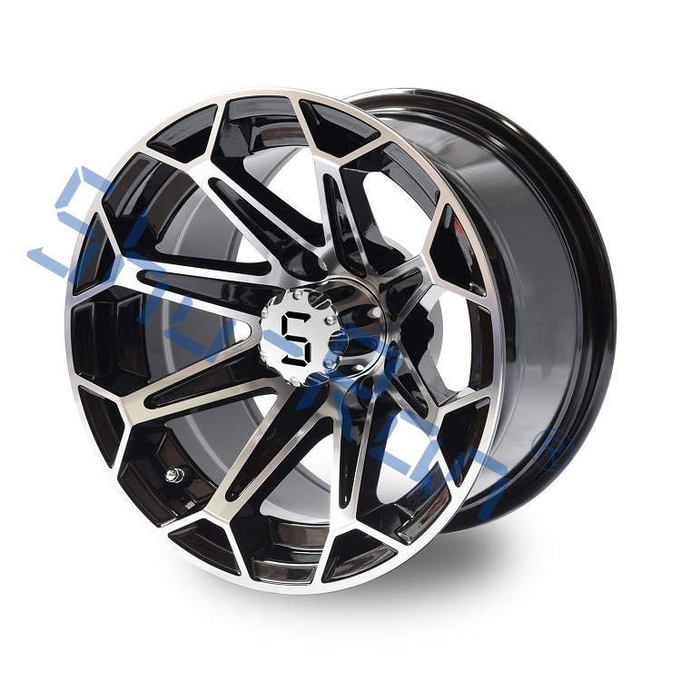 Velg Aluminium Golf Cart 12''/14'' Machined/ Glossy Black untuk Club Car, EZGO, YMH Golf Carts