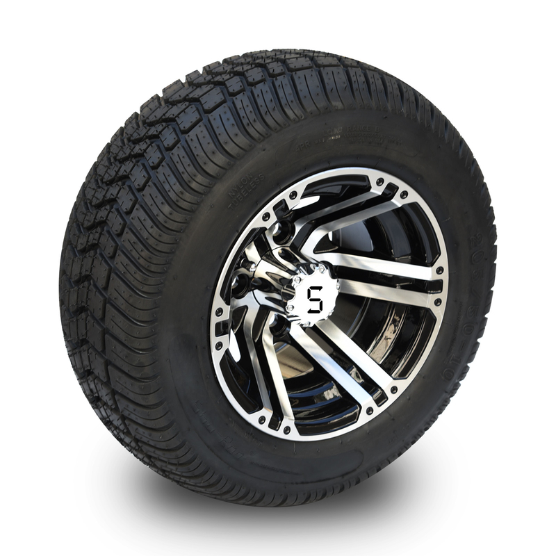 10' Golf Cart Rim Dan 205/50-10 DOT Street Ban Perhimpunan - Mesin / Glossy Hitam