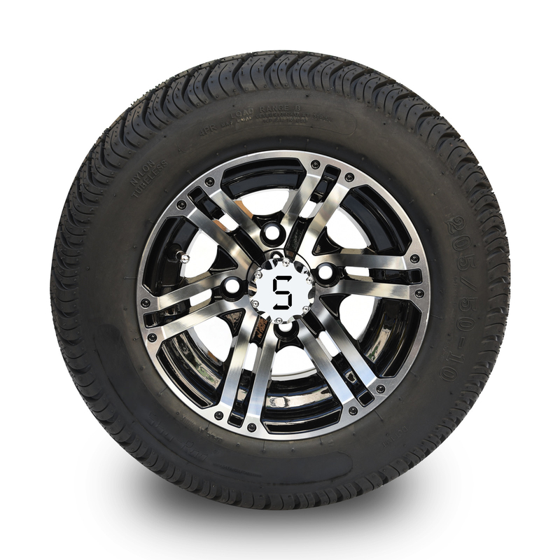 10' Golf Cart Rim Dan 205/50-10 DOT Street Ban Perhimpunan - Mesin / Glossy Hitam