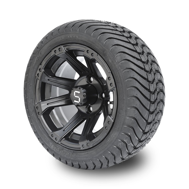 Velg Golf Cart 12 Inci Hitam Doff dan Ban Jalan 215/35-12 Pola Baut 4x4 Berperingkat DOT