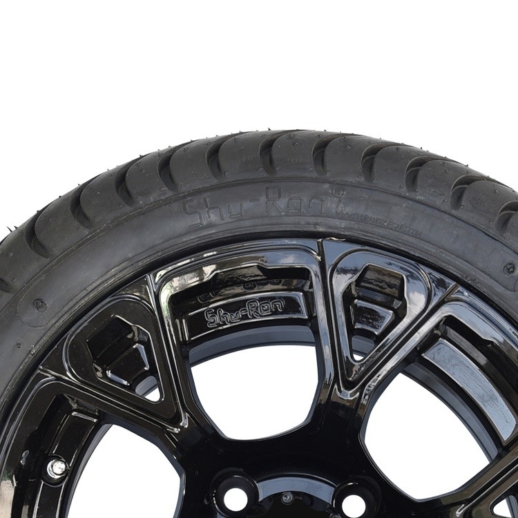 Shu-Ran Baru Eksklusif 12 'Glossy Hitam Golf Karet Roda dan 215/35-12 DOT Street Ban Combo