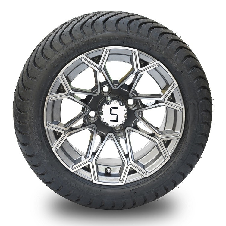 12' Mesin / Gunmetal Golf Karet Roda Dan 215/35-12 DOT Street Ban Perhimpunan