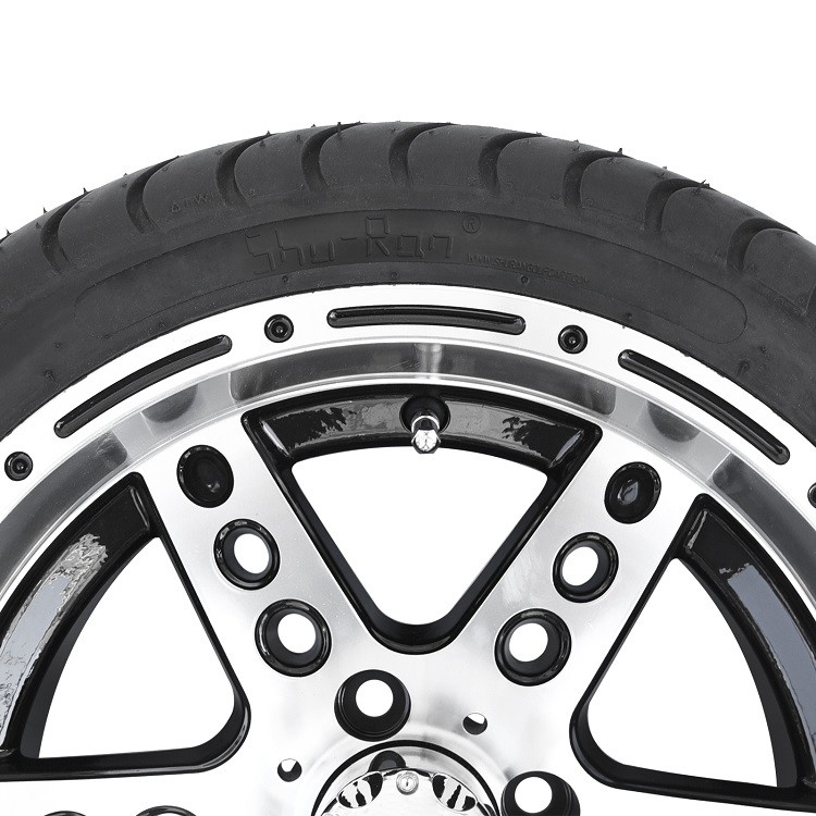 Golf Cart 14'' Machined/Hitam Aluminium 6 Jeruji Velg dan Combo Ban Jalan 225/30-14