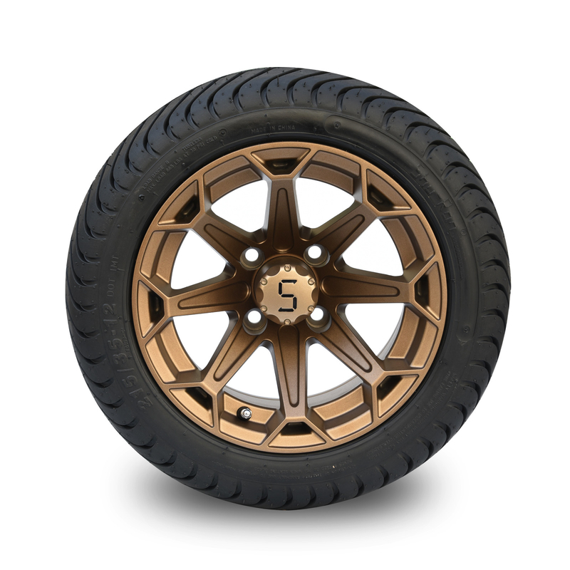 Roda Aluminium Perunggu 12 Inci untuk Kereta Golf dan Rakitan Ban DOT Profil Rendah 215/35-12 Pola Baut 4x4