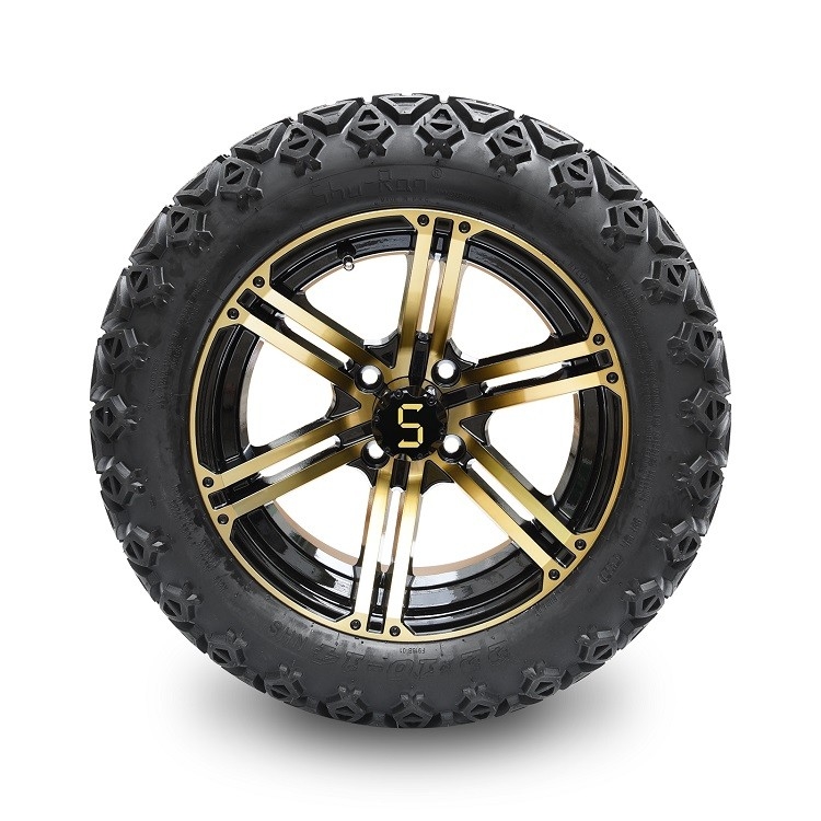 Keranjang Golf 14 'Bronze/Rims Hitam Dan 22 * 10-14 Ban Off-road Combo Termasuk Nuts Lug dan Center Caps