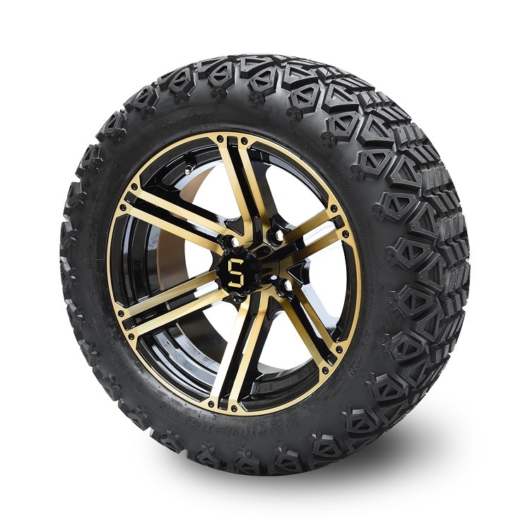 Keranjang Golf 14 'Bronze/Rims Hitam Dan 22 * 10-14 Ban Off-road Combo Termasuk Nuts Lug dan Center Caps