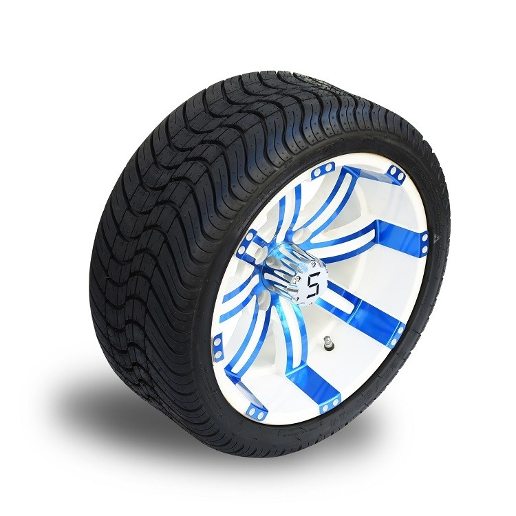 14' Blue/Glossy White Wheels And 225/30-14 Ban Perhimpunan Electrophoresis Paint