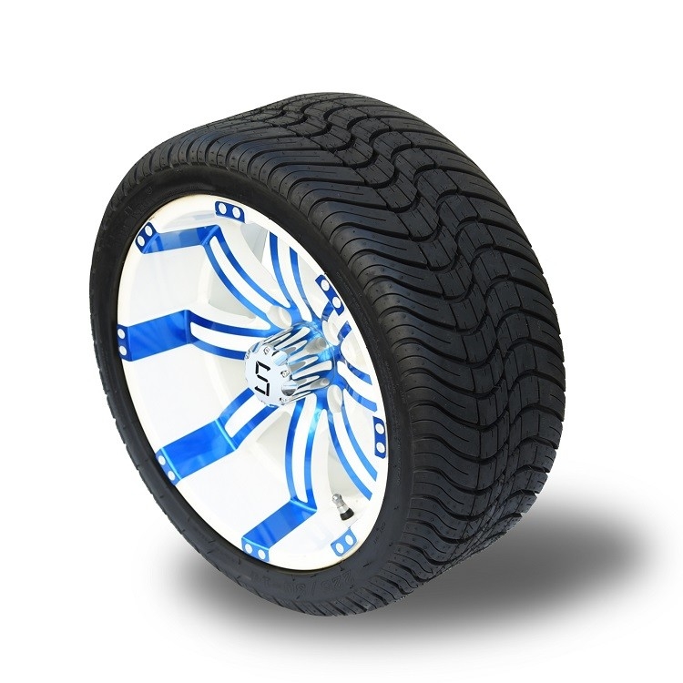 14' Blue/Glossy White Wheels And 225/30-14 Ban Perhimpunan Electrophoresis Paint