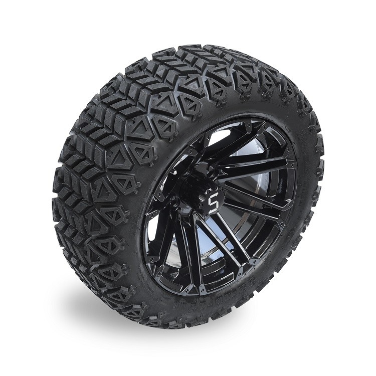 Ban Off-Road Golf Cart 22*10-14 Ban dan Pelek Hitam Glossy Dengan Tutup Tengah S
