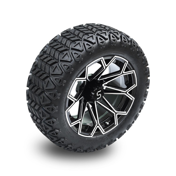 Ban Golf Cart 22 inci Ban All Terrain dan Velg Aluminium Hitam Machined 14 inci