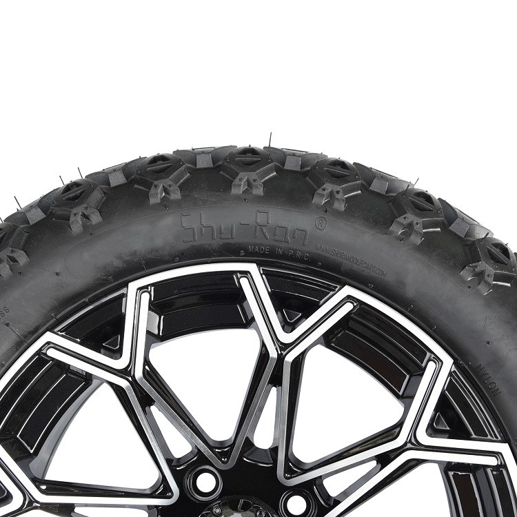 Ban Golf Cart 22 inci Ban All Terrain dan Velg Aluminium Hitam Machined 14 inci