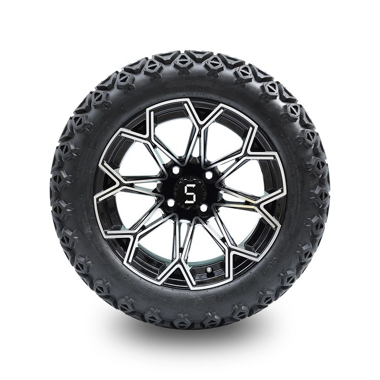 Ban Golf Cart 22 inci Ban All Terrain dan Velg Aluminium Hitam Machined 14 inci