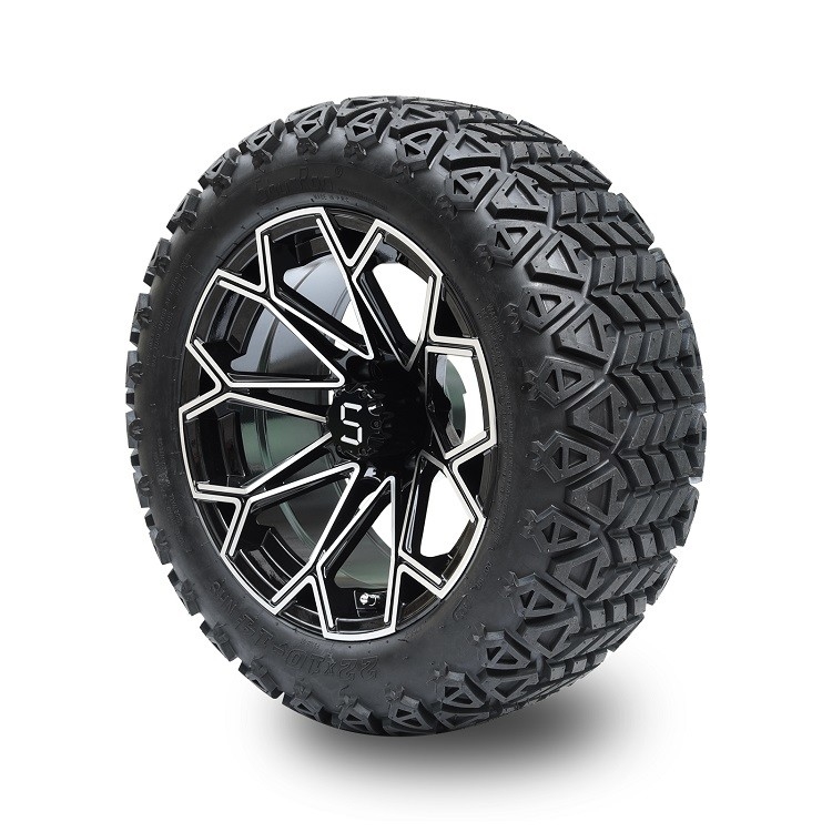 Ban Golf Cart 22 inci Ban All Terrain dan Velg Aluminium Hitam Machined 14 inci