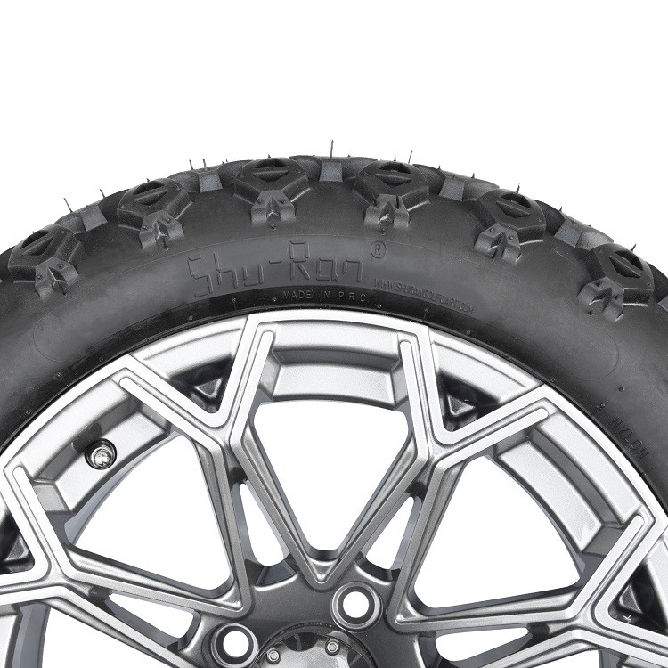 Roda Golf Cart Gunmetal 14 Inci dan Combo Ban Profil Tinggi 22*10-14 4 PLY Membutuhkan Lift