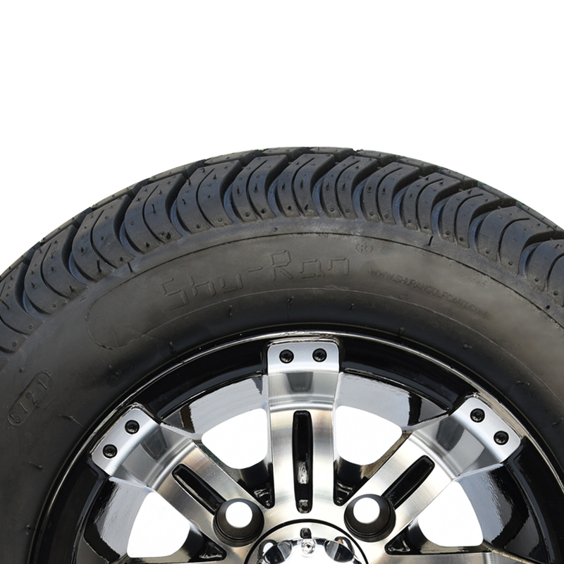 205/50-10 BAN DOT Ban Jalanan Profil Rendah Dan Roda Golf Cart 10 Inci Machined/Hitam Mengkilap Combo 4 Lapis