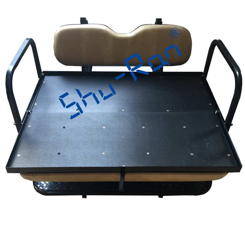 EZGO TXT Golf Cart Rear Flip Folding Back Seat Kit - Pabrik Tan Cushions