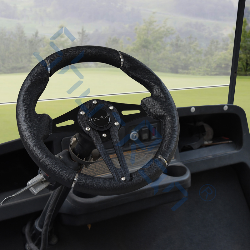 Roda Kemudi Golf Cart Challenger Black Grip/Black Spokes Untuk Club Car, EZGO, Dan Yamaha