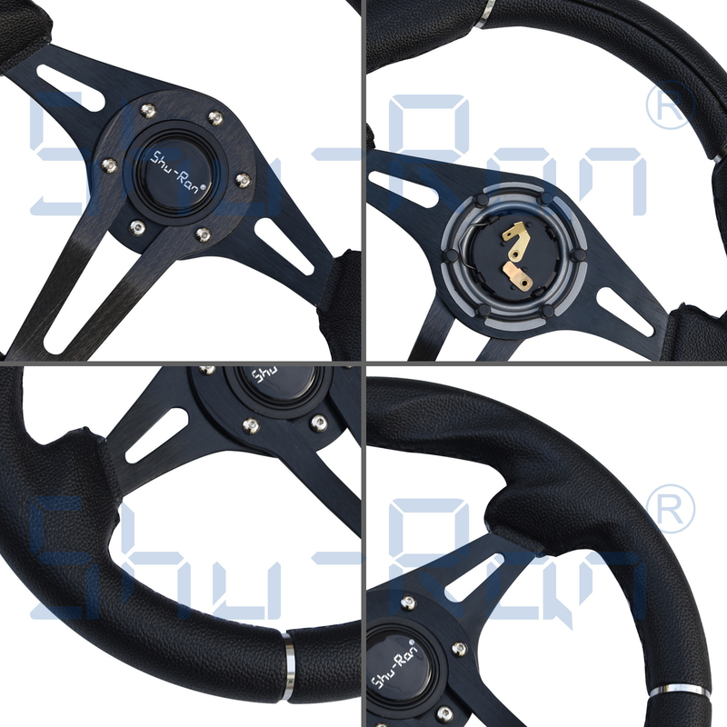 Roda Kemudi Golf Cart Challenger Black Grip/Black Spokes Untuk Club Car, EZGO, Dan Yamaha