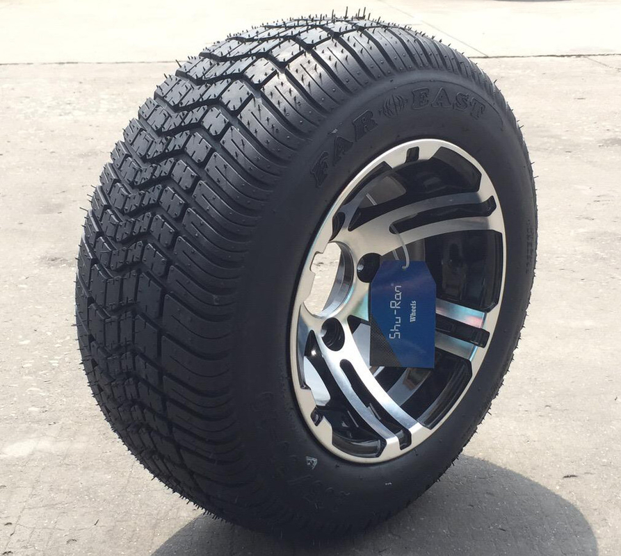 205/50-10 BAN DOT Ban Jalanan Profil Rendah Dan Roda Golf Cart 10 Inci Machined/Hitam Mengkilap Combo 4 Lapis