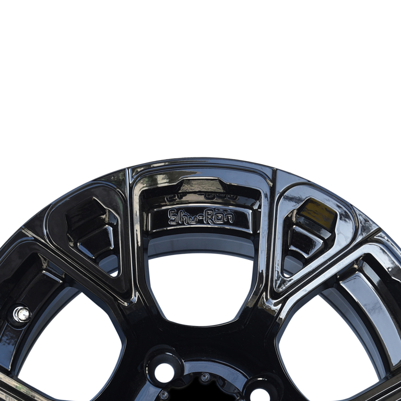 Velg Golf Cart 12'' Glossy Hitam 6 Jari-jari 4*4 Pola Baut Termasuk Tutup Tengah