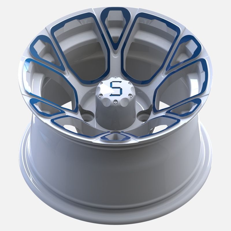 Velg Aluminium Golf Cart Biru/Putih 12 Inci PCD 4/101.6 Offset -25